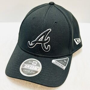 New Era Atlanta Braves Black 9FORTY Snap Stretch Hat Cap Adjustable MLB Baseball